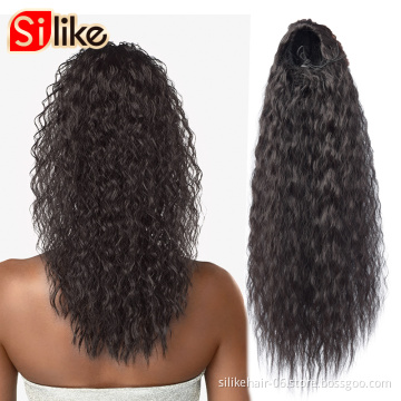 Silike 18 inchPuff Afro Kinky Curly Ponytail 120g/Pack Wrap Synthetic clip in Ponytail Hair Extensions Free Sample Hair Bundles